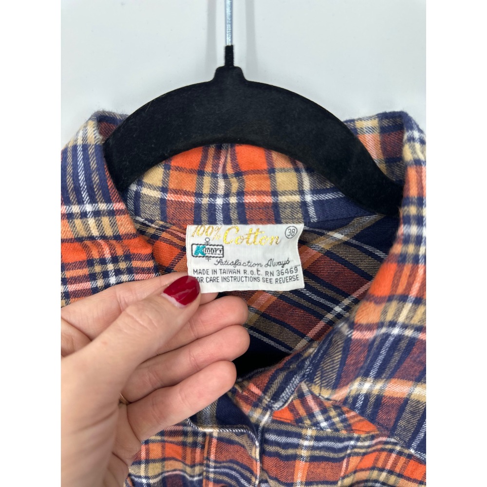 Vintage Kmart Plaid Flannel Shirt Womens 38 NWT 70s Taiwan Tie Waist Western0397 - Picture 7 of 9